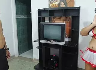 She fucks her stepfather's pussy but he wants the nurse outfit.