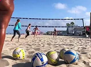 Big Booty African Women Play Volleyball on the Beach
