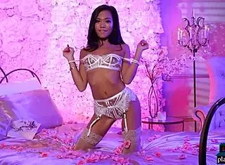 is vina sky the perfect asian teen babe posing in stockings?