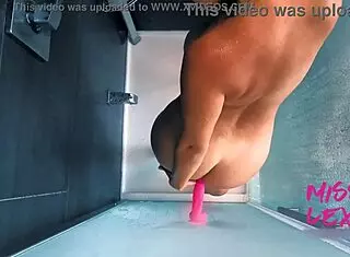 Milf with Big Ass Plays with Wet Pussy in Shower