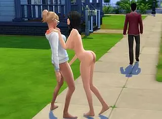 Lesbians Engage in Nasty Masturbation and Kissing on Street