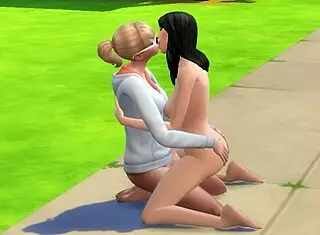 Lesbians Engage in Nasty Masturbation and Kissing on Street