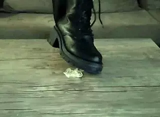 dominatrix nika makes you lick dirty boots with cum on soles