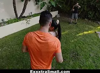 Petite teen katya rodriguez handles monster cock in spit roasting