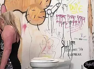 Hot british slut jerks dicks at gloryhole 😈