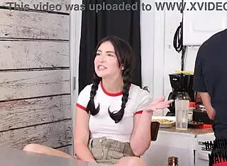 Jane Wilde Models In Kitchen During Casting Interview