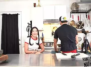 Jane Wilde Models In Kitchen During Casting Interview