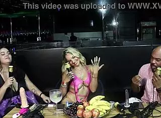 Blonde Marilia Oliveira Strips Sensually