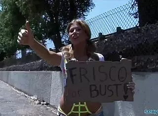 Blonde slut sucks big cock hard