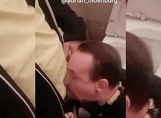i suck adrian's cock in the shopping mall bathroom, but it's so messy
