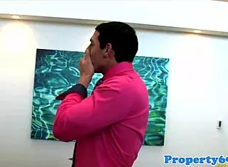 the amateur realtor is gagging on her client's cock in this pov scene