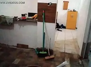 Blonde milf stella shows off her big tits in the kitchen, still full on red