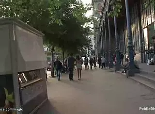 trapped in stock, slut gets public fucking