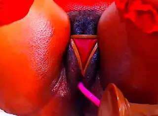 wife's pussy fucked with monster dildo on christmas eve