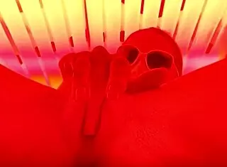 Redhead Gets Off In Public Tanning Bed With Voyeur Watching