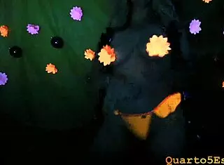 Gaby enjoys the neon party atmosphere