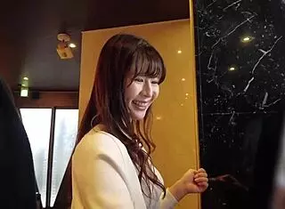 couple in bathroom with riding and fingering