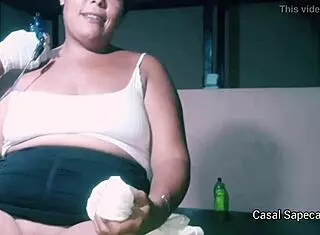 Crazy Sapeca gets tattoo without panties, teasing tattoo artist with full exposure.