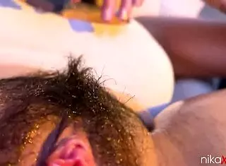 Check out this hairy oiled pussy