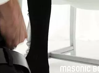 Cute twink deepthroats massive cock!