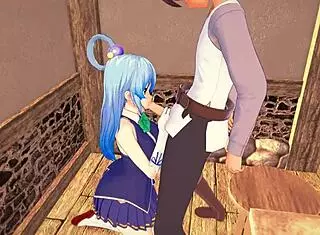 Kazuma tests secret skill on Aqua in Konosuba hentai.