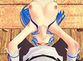 Kazuma tests secret skill on Aqua in Konosuba hentai.