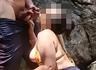 Blowjob At Waterfall Ends With Cumshot On Face For Couple