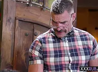 Hot brunette milf feels pleasure sucking and riding clients cocks