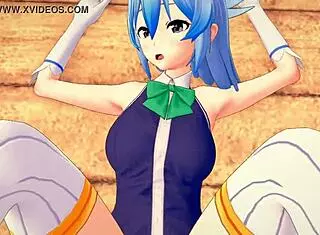 Kazuma tests secret skill on Aqua in Konosuba hentai.