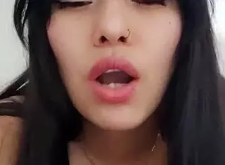 hot latina calls neighbor on video and starts groping her natural tits while masturbating her pussy to orgasm in close up