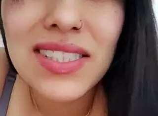 hot latina calls neighbor on video and starts groping her natural tits while masturbating her pussy to orgasm in close up