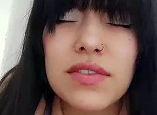hot latina calls neighbor on video and starts groping her natural tits while masturbating her pussy to orgasm in close up