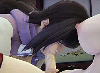 Sakura mendominasi Hinata dalam hentai futanari 3D liar!