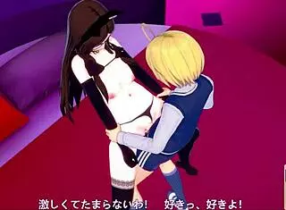 Student engages in missionary and cowgirl fucking with cat-girl, including blowjob and handjob to orgasm