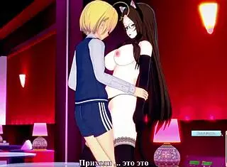 Student engages in missionary and cowgirl fucking with cat-girl, including blowjob and handjob to orgasm