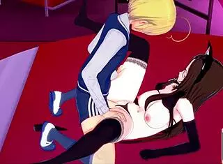 Student engages in missionary and cowgirl fucking with cat-girl, including blowjob and handjob to orgasm