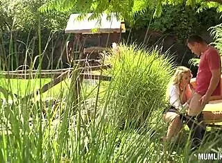 Sexy MILF Amber Jayne RIDES cock ROUGH in outdoor fantasy!