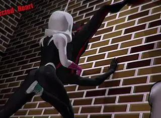 Spider Gwen Gets Fucked Up A Wall With Creampie And Blowjob!