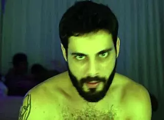 Seven hairy naked men in gay scene