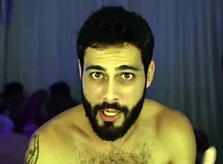 Seven hairy naked men in gay scene