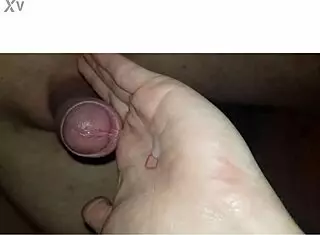 blonde milf wife at home licking and swallowing cum after handjob