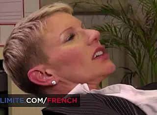 Blonde Mature French Woman Bent Over for Intense Anal Fucking in the Office