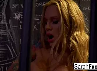 Blonde hottie Sara Jessie masturbates in jail cell. Skinny with big tits.
