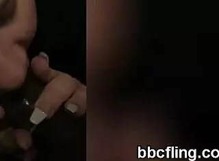 Single mature woman enjoys sucking black cock in pov interracial blowjob