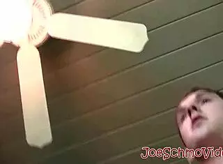 Skinny young girl feels pleasure sucking chubby guy's cock outside