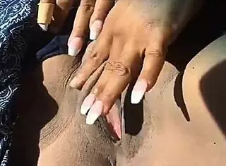 Thot squirts in front seat during homemade bbw ebony masturbation