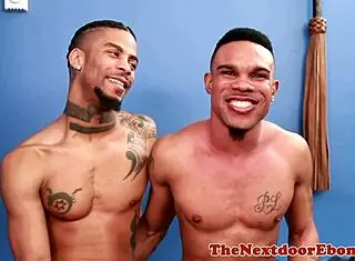 Buff ebony gay amateurs explore each other passionately