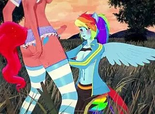 Rainbow Dash gets creampied by Pinkie Pie in this hentai scene