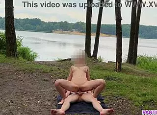 Sultry naked blonde receives her cowgirl set up in the open and accepts a facial on her chest