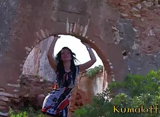 shy latina brunette kumalott fucked hard in outdoor ruins with big cock